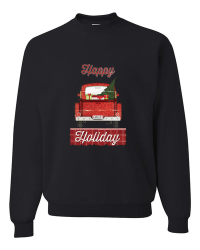 Happy Holiday Jolly Red Pick Up Merry Christmas Unisex Crewneck Graphic Sweatshirt