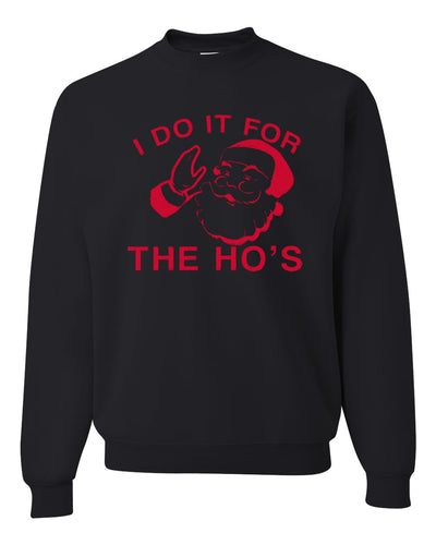 Red Santa I Do it for the Hos Merry Christmas Unisex Crewneck Graphic Sweatshirt