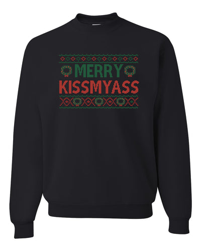 Merry Kissmyass Merry Christmas Unisex Crewneck Graphic Sweatshirt