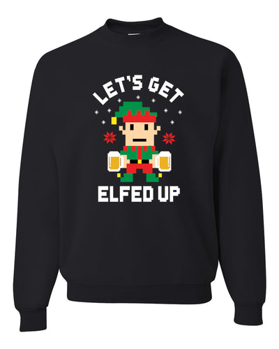 Pixelated Elf Merry Christmas Unisex Crewneck Graphic Sweatshirt