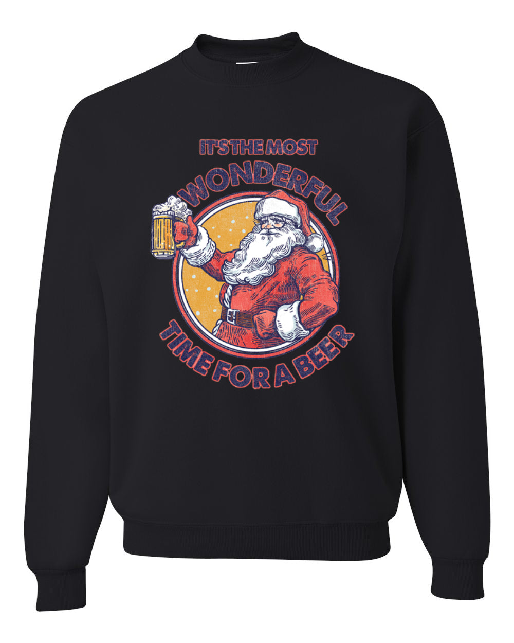 Santa Its the Most Wonderful Time for a Beer Merry Christmas Unisex Crewneck Graphic Sweatshirt