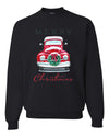Merry Merry Christmas Red Car with Xmas Garland Merry Christmas Unisex Crewneck Graphic Sweatshirt