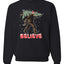Believe Sanata Sasquatch Bigfoot Merry Christmas Merry Christmas Unisex Crewneck Graphic Sweatshirt