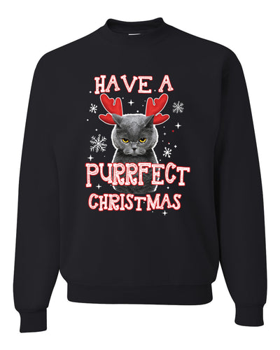 Have A Purrfect  Merry Christmas Unisex Crewneck Graphic Sweatshirt