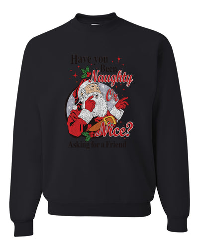 Have You Been Naughty or Nice?  Merry Christmas Unisex Crewneck Graphic Sweatshirt