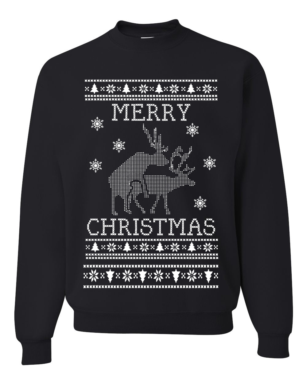 Merry Christmas Reindeer Humping Merry Ugly Christmas Sweater Unisex Crewneck Graphic Sweatshirt