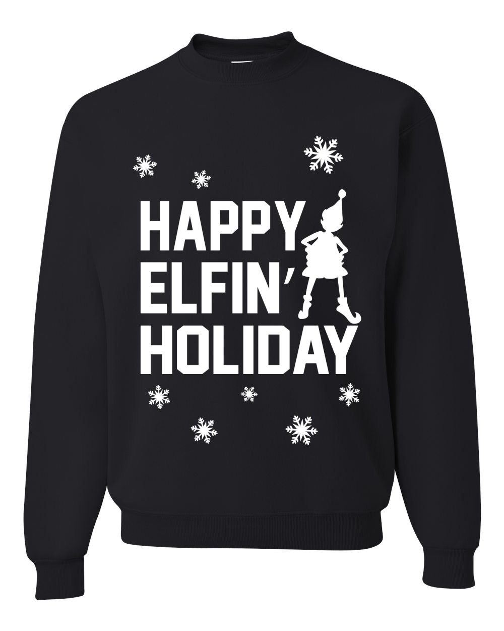 Happy Elfin Holiday Merry Ugly Christmas Sweater Unisex Crewneck Graphic Sweatshirt