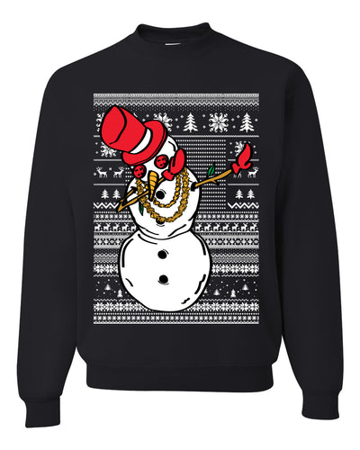 Dabbing Snowman Merry Ugly Christmas Sweater Unisex Crewneck Graphic Sweatshirt