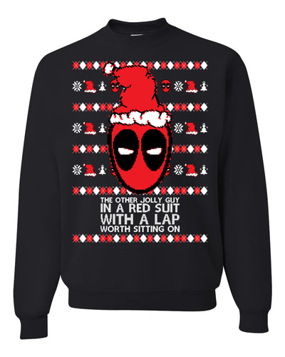 Lap Worth Sitting On Deadpool Christmas Ugly Christmas Sweater Unisex Crewneck Graphic Sweatshirt