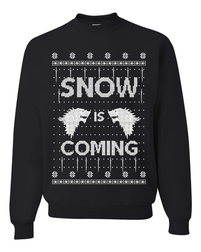 Snow is Coming GoT Stark Merry Ugly Christmas Sweater Unisex Crewneck Graphic Sweatshirt