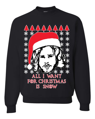 All I Want for Christmas is Snow GoT Stark Merry Ugly Christmas Sweater Unisex Crewneck Graphic Sweatshirt
