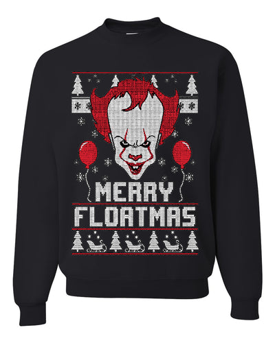 Merry Floatmas IT Clown Merry Ugly Christmas Sweater Unisex Crewneck Graphic Sweatshirt