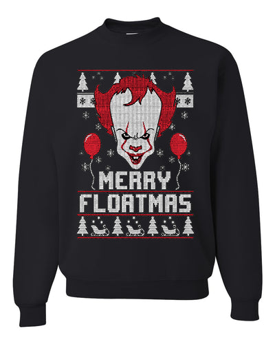 Merry Floatmas IT Clown Ugly Christmas Sweater Ugly Christmas Sweater Unisex Crewneck Graphic Sweatshirt