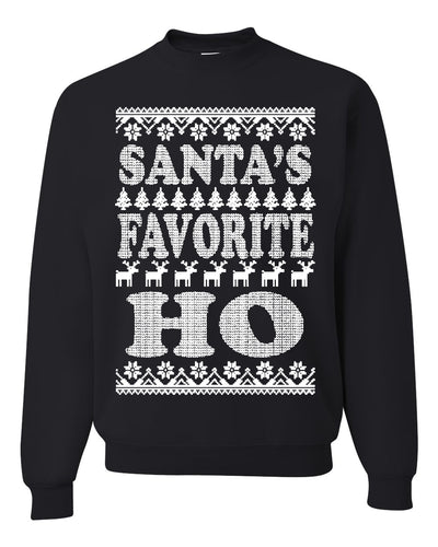 Santa's Favorite Ho White  Ugly Christmas Sweater Unisex Crewneck Sweatshirt