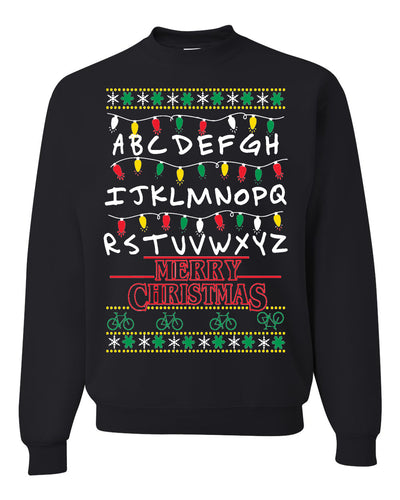 Alphabet A-Z Christmas lights  Ugly Christmas Sweater Unisex Crewneck Graphic Sweatshirt