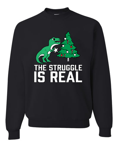 Merry Christmas Trex The Struggle is Real Merry Christmas Unisex Crewneck Graphic Sweatshirt