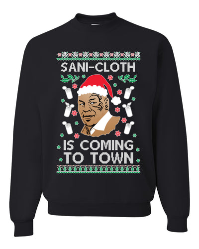 Sani Cloth is Coming to Town Merry Ugly Christmas Sweater Unisex Crewneck Graphic Sweatshirt