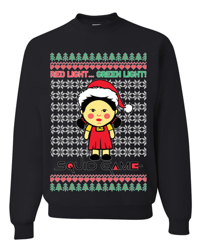 Red Light Green Light Ugly Christmas Sweater Unisex Crewneck Graphic Sweatshirt