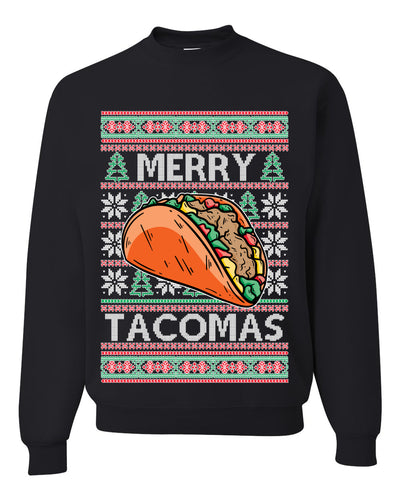 Merry Tacomas Holiday Taco Lover  Ugly Christmas Sweater Unisex Crewneck Graphic Sweatshirt
