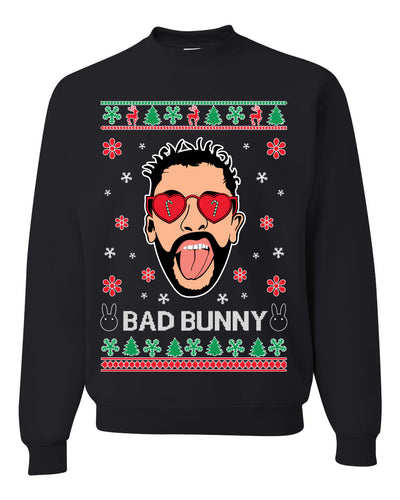 Bad Benito Bunny Latin Trap Xmas Ugly Christmas Sweater Unisex Crewneck Graphic Sweatshirt