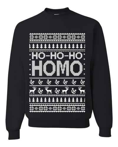 Ho-Ho-Ho Homo LGBTQ Pride  Ugly Christmas Sweater Unisex Crewneck Graphic Sweatshirt
