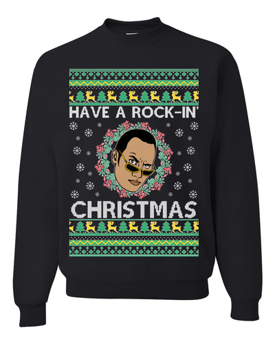 Have a Rock-In Christmas Ugly Christmas Sweater Unisex Crewneck Graphic Sweatshirt