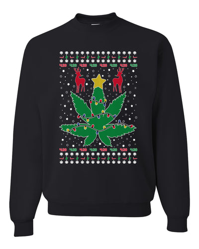 Funny 4/20 Weed Merry Ugly Christmas Sweater Unisex Crewneck Graphic Sweatshirt