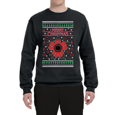 Merry Christmas Collage of Flower, Phone, Camera, and Compass Ugly Christmas Sweater Unisex Crewneck Graphic Sweatshirt