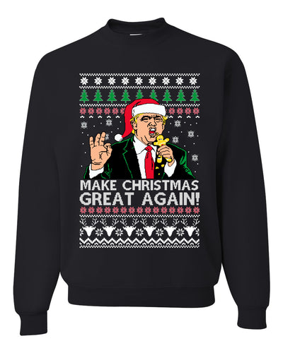 Make Christmas Great Again Funny Donald Trump Santa Merry Ugly Christmas Sweater Unisex Crewneck Graphic Sweatshirt