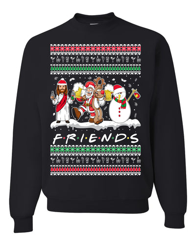 Santa Friends TV Parody Funny Characters Ugly Christmas Sweater Unisex Crewneck Graphic Sweatshirt