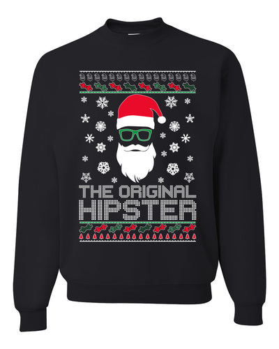 The Original Hipster Funny Santa Beard Xmas Merry Ugly Christmas Sweater Unisex Crewneck Graphic Sweatshirt
