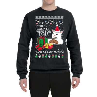 Cat Meme The Cookies Were For Santa Cute Xmas Meme  Ugly Christmas Sweater Unisex Crewneck Graphic Sweatshirt