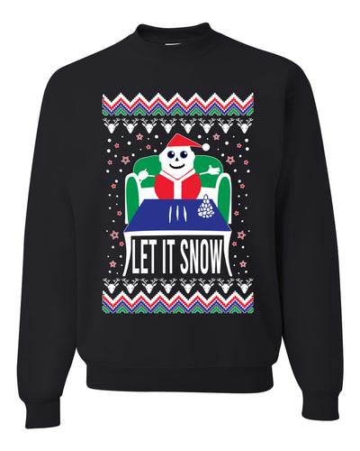 Let It Snow Cocaine Santa Merry Ugly Christmas Sweater Unisex Crewneck Graphic Sweatshirt