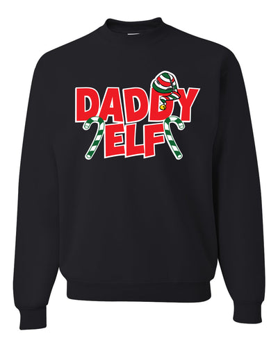 Daddy Elf Red Candy Cane Logo Merry Christmas Unisex Crewneck Graphic Sweatshirt