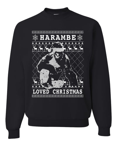 Harambe Loved Christmas Funny Xmas Gorilla Meme Merry Ugly Christmas Sweater Unisex Crewneck Graphic Sweatshirt