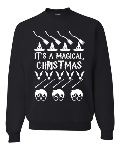 It's A Magical Christmas Wizard Merry Ugly Christmas Sweater Unisex Crewneck Graphic Sweatshirt