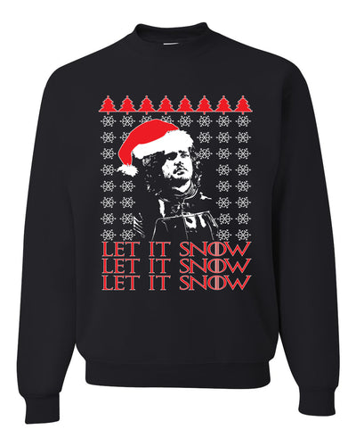 Let It Snow X3 Jon Snow Santa GoT Thrones Merry Ugly Christmas Sweater Unisex Crewneck Graphic Sweatshirt