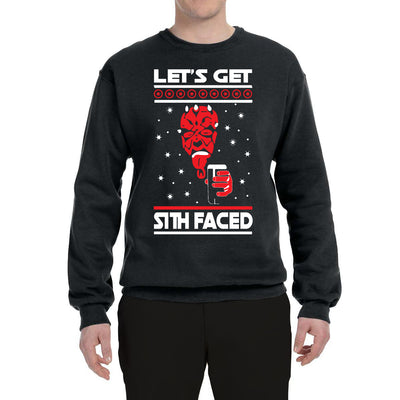 Lets Get Sith Faced White Ugly Christmas Sweater Unisex Crewneck Graphic Sweatshirt