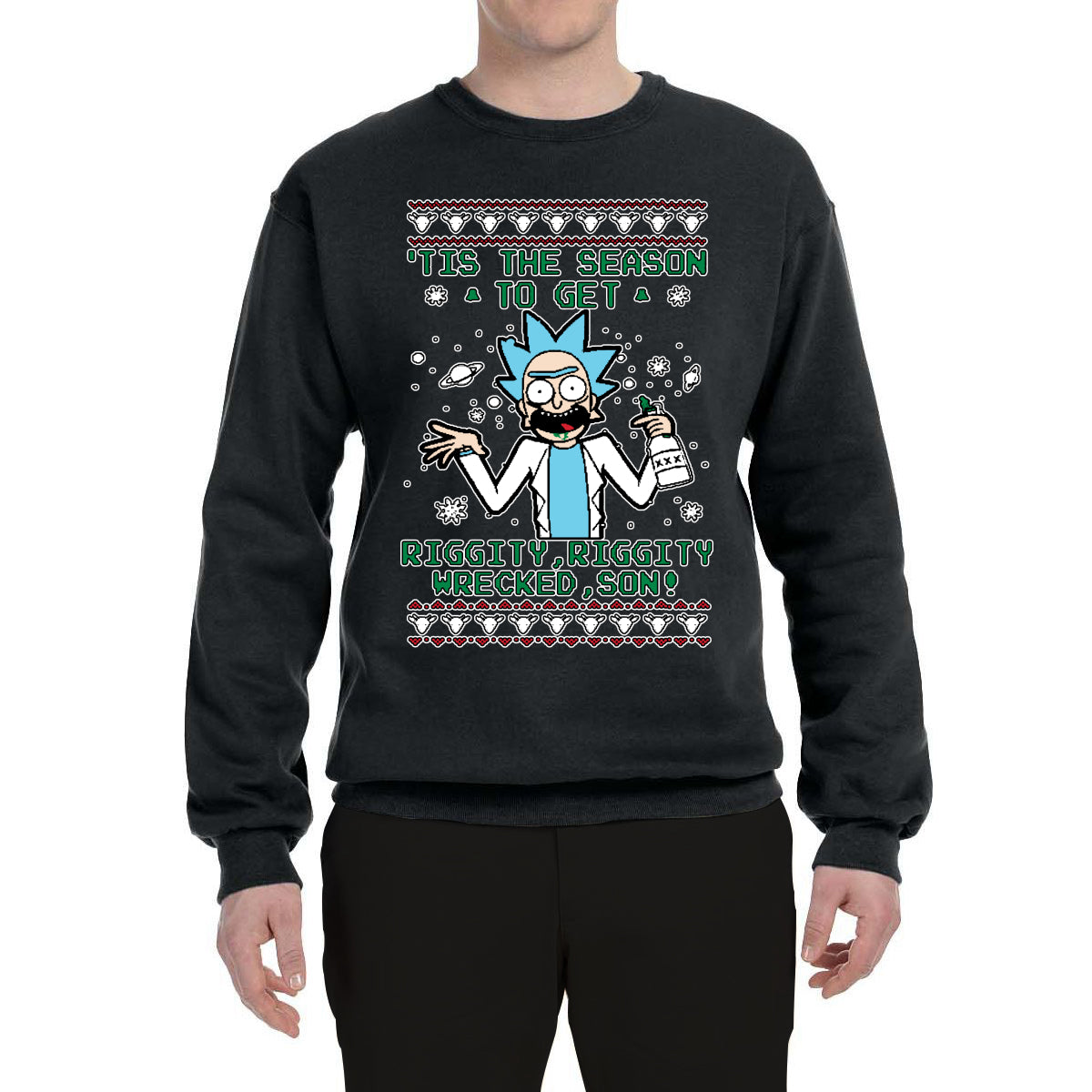Tis The Season To Get Riggity, Riggity Wrecked, Son! Anime Ugly Christmas Sweater Unisex Crewneck Graphic Sweatshirt