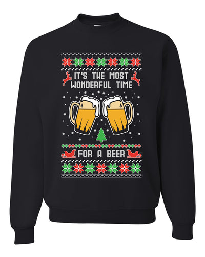 It's The Most Wonderful Time for a Beer Merry Ugly Christmas Sweater Unisex Crewneck Graphic Sweatshirt