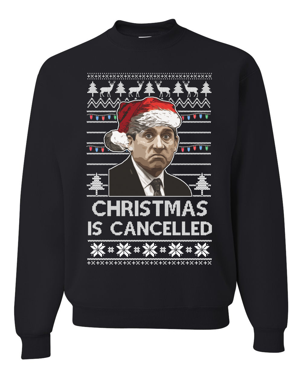Christmas is Cancelled Santa Michael Scott Office Merry Ugly Christmas Sweater Unisex Crewneck Graphic Sweatshirt