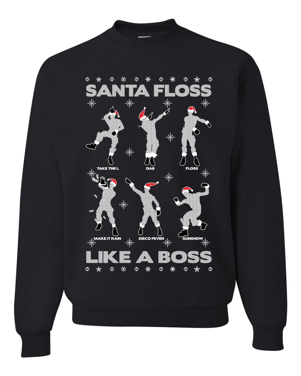 Santa Floss Like a Boss Dance Moves Merry Ugly Christmas Sweater Unisex Crewneck Graphic Sweatshirt