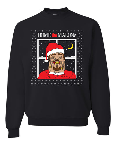Home Malone White Ugly Christmas Sweater Unisex Crewneck Sweatshirt