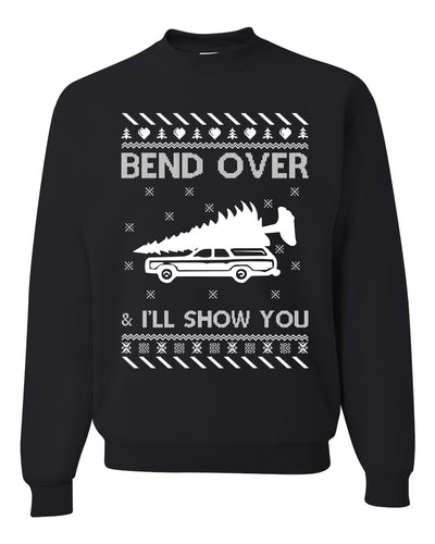 Bend Over and I'll Show You Merry Ugly Christmas Sweater Unisex Crewneck Graphic Sweatshirt