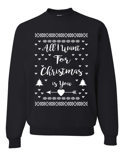 All I Want for Christmas is You Too Merry Ugly Christmas Sweater Unisex Crewneck Graphic Sweatshirt