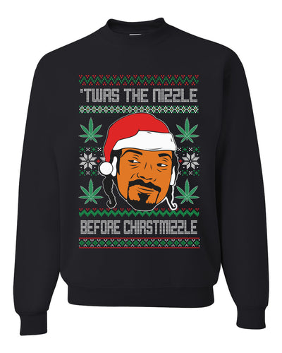 Snoop 'Twas The Nizzle Before Christmizzle Ugly Christmas Sweater Unisex Crewneck Graphic Sweatshirt