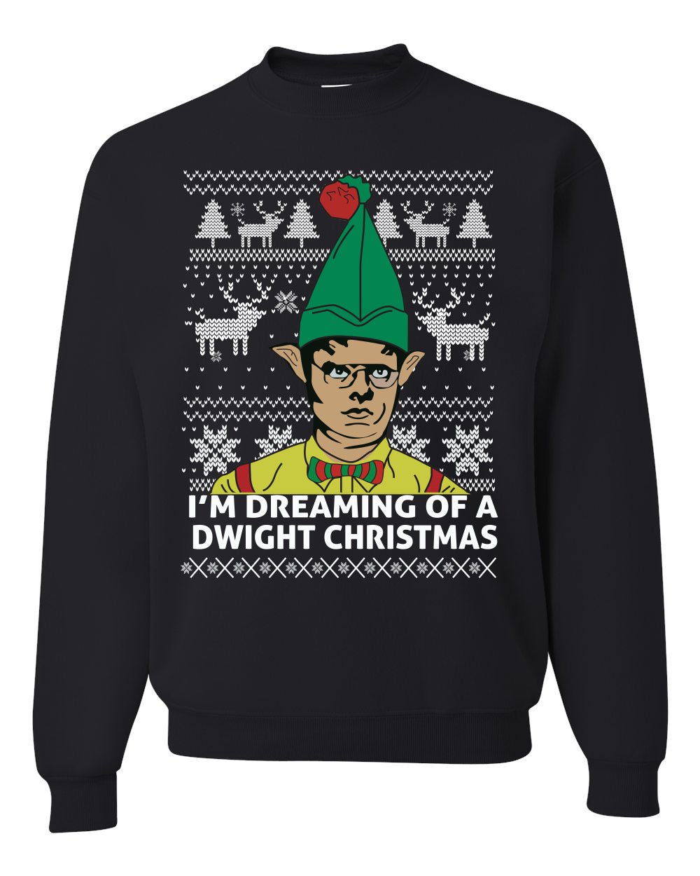 I'm Dreaming of a Dwight Christmas The Office Schrute Funny Ugly Christmas Sweater Unisex Crewneck Graphic Sweatshirt