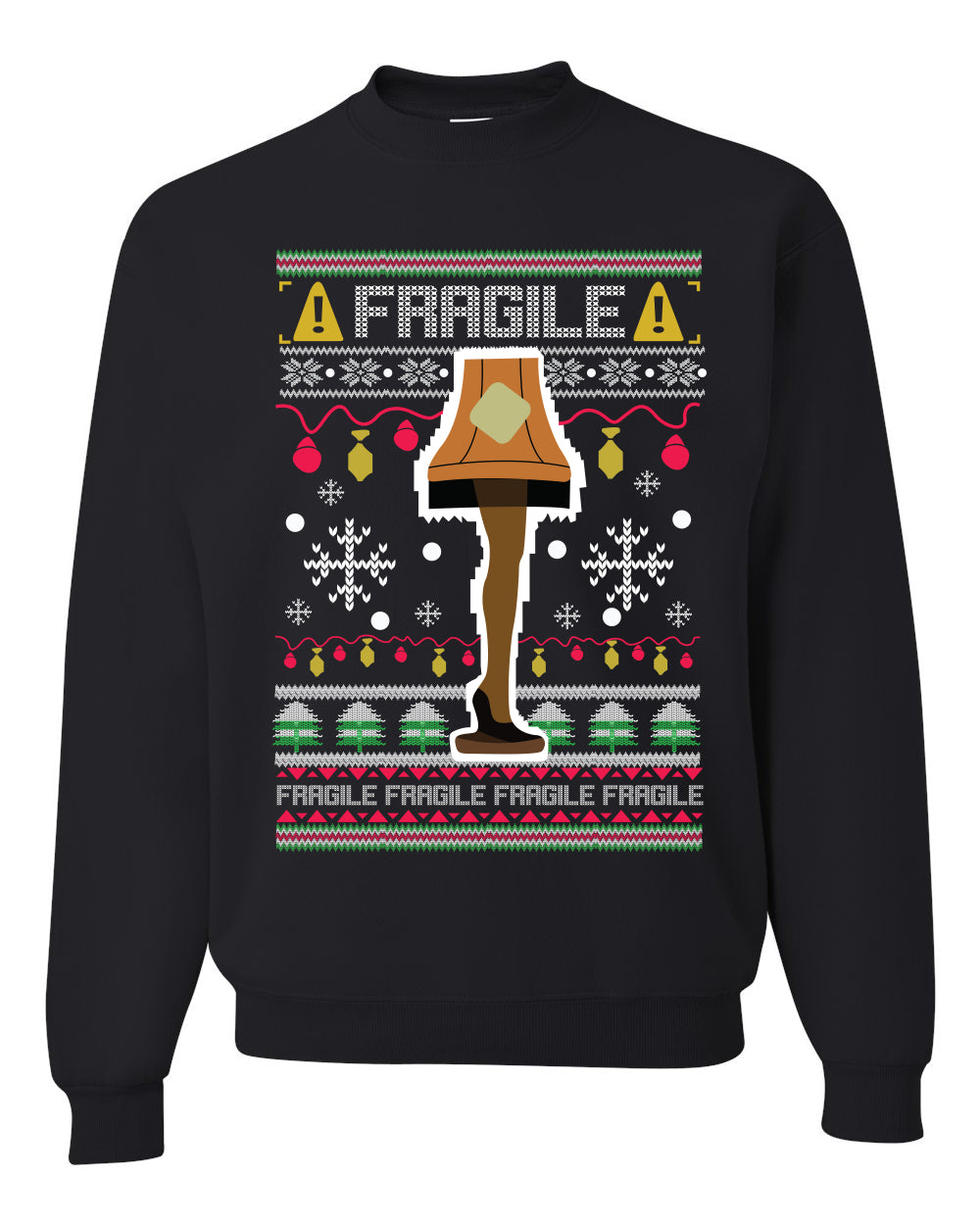 Fragile Leg Lamp Christmas Story Funny Xmas Merry Ugly Christmas Sweater Unisex Crewneck Graphic Sweatshirt