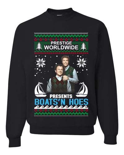 Prestige Worldwide Boats N' Hoes Step Brothers  Ugly Christmas Sweater Unisex Crewneck Graphic Sweatshirt