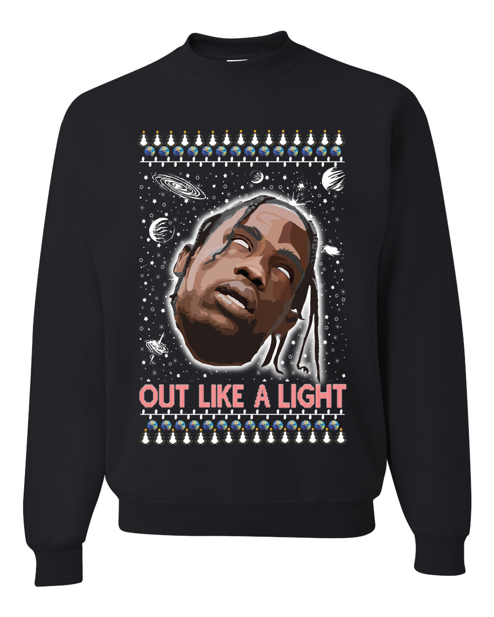 Out Like a Light Ugly Christmas Sweater Unisex Crewneck Graphic Sweatshirt
